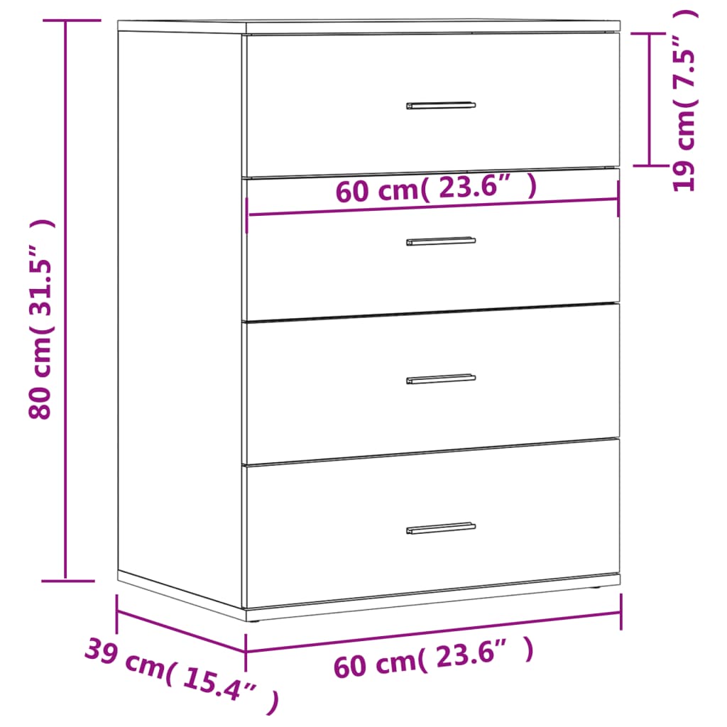 Sideboards 2 pcs Brown Oak 60x39x80 cm Engineered Wood