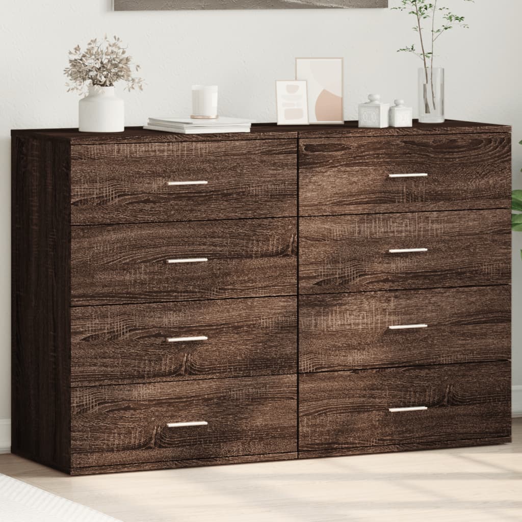 Sideboards 2 pcs Brown Oak 60x39x80 cm Engineered Wood