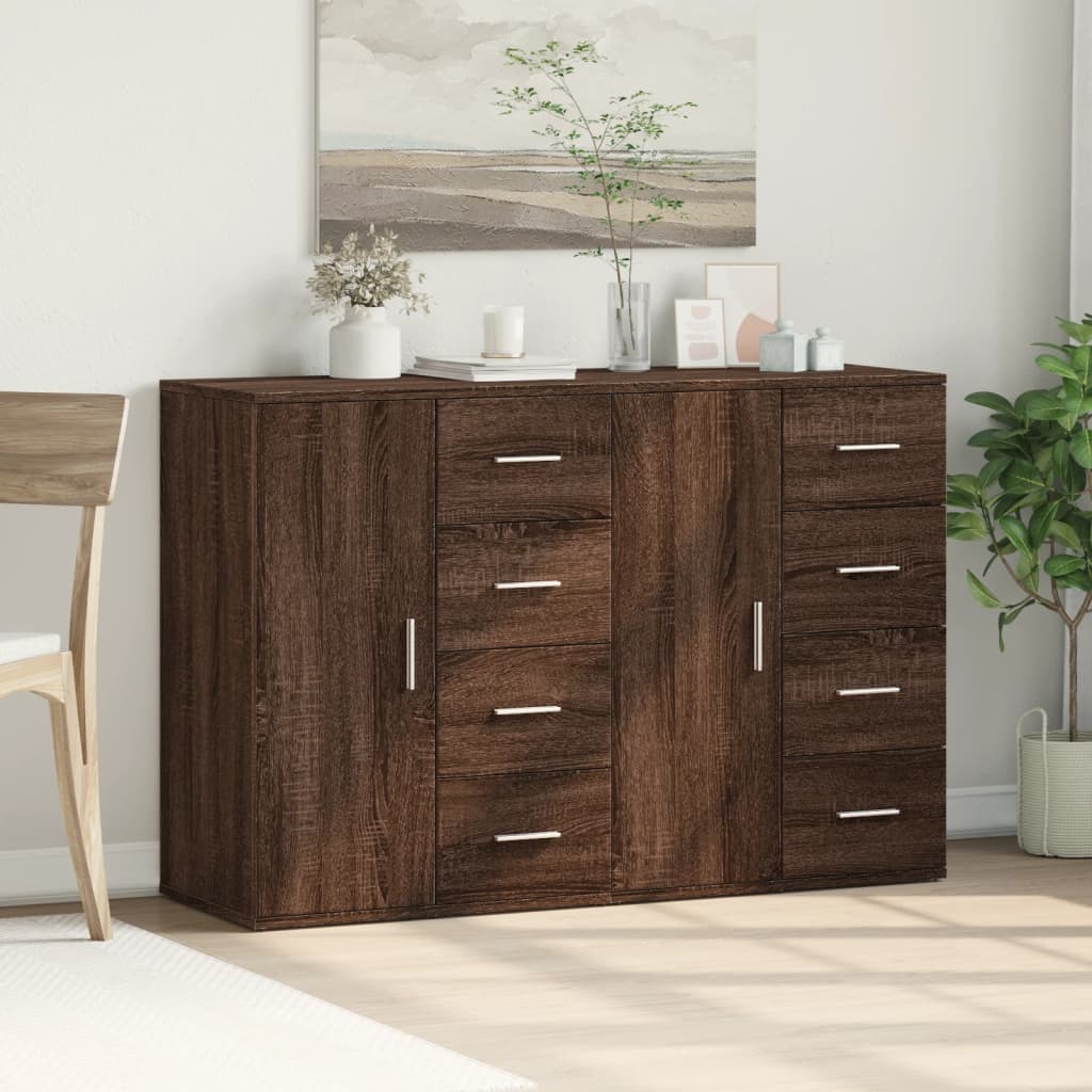 Sideboards 2 pcs Brown Oak 59x39x80 cm Engineered Wood