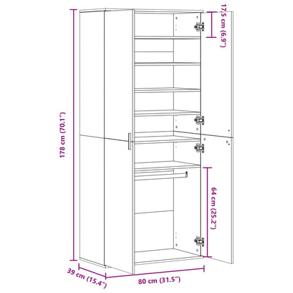 Shoe Cabinet Sonoma Oak 80x39x178 cm Engineered Wood