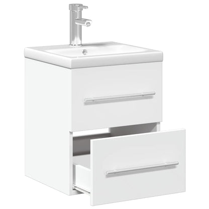 Bathroom Sink Cabinet with Built-in Basin White