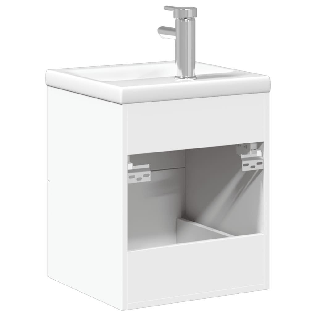 Bathroom Sink Cabinet with Built-in Basin White