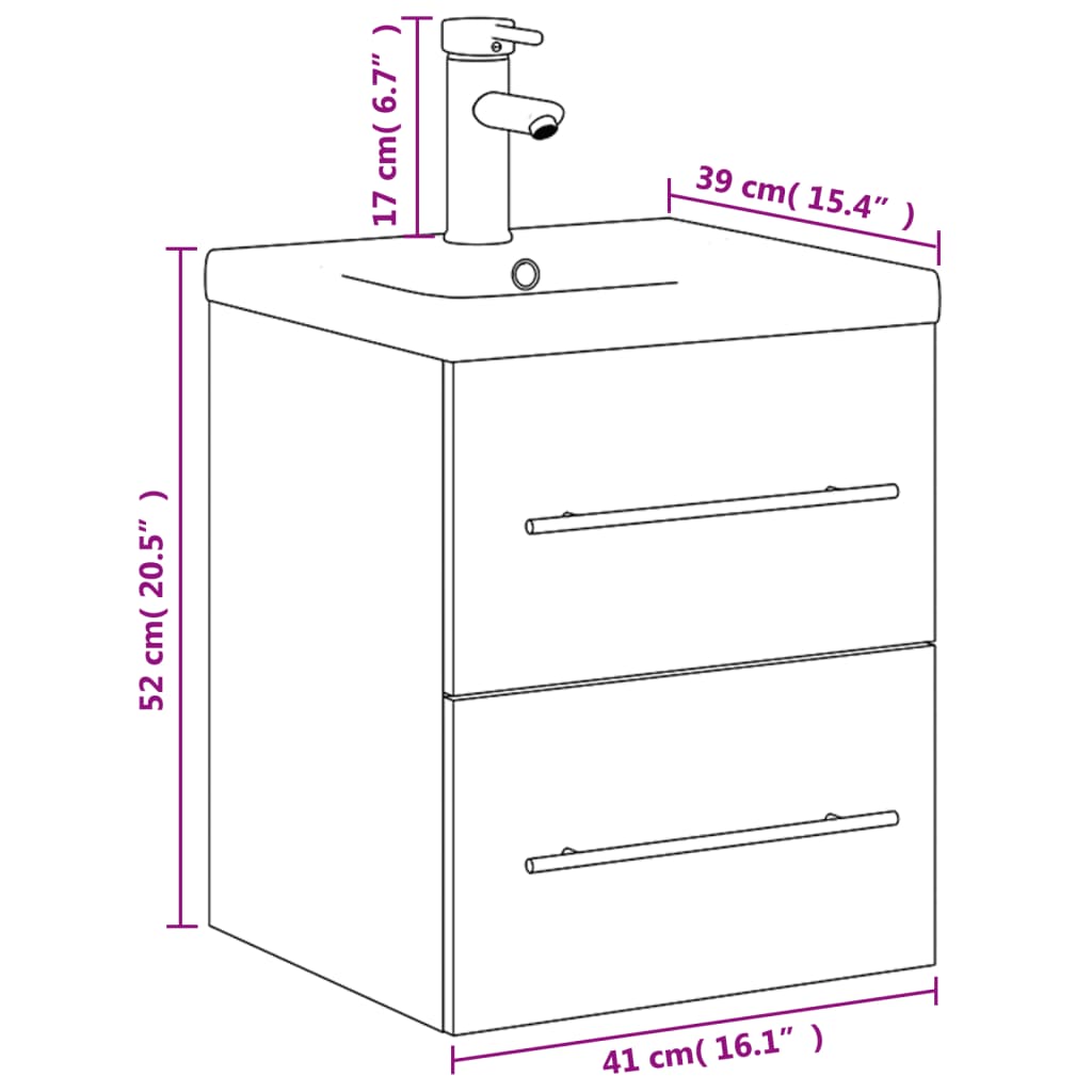 Bathroom Sink Cabinet with Built-in Basin White