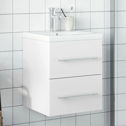 Bathroom Sink Cabinet with Built-in Basin White