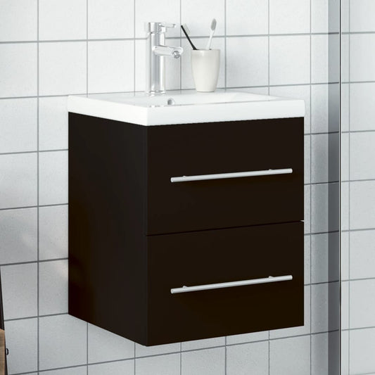 Bathroom Sink Cabinet with Built-in Basin Black