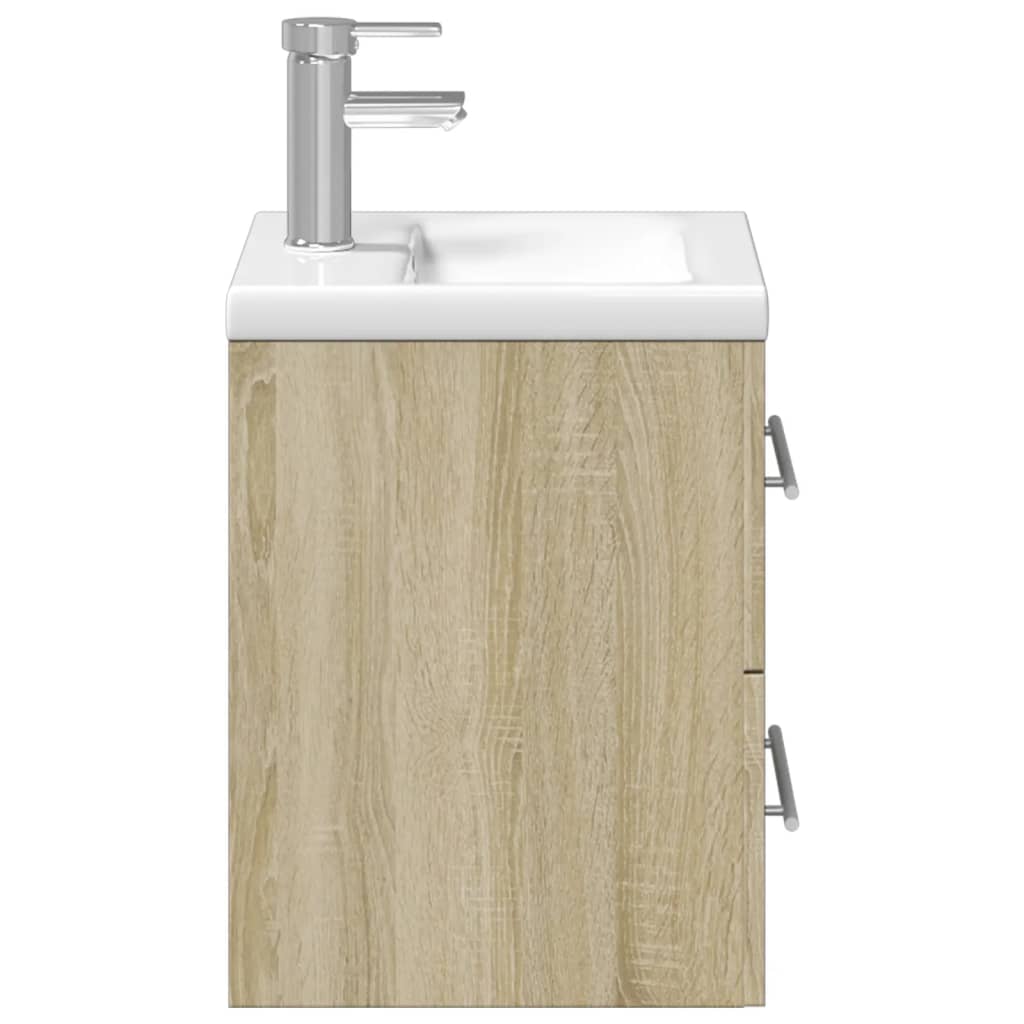 Bathroom Sink Cabinet with Built-in Basin Sonoma Oak