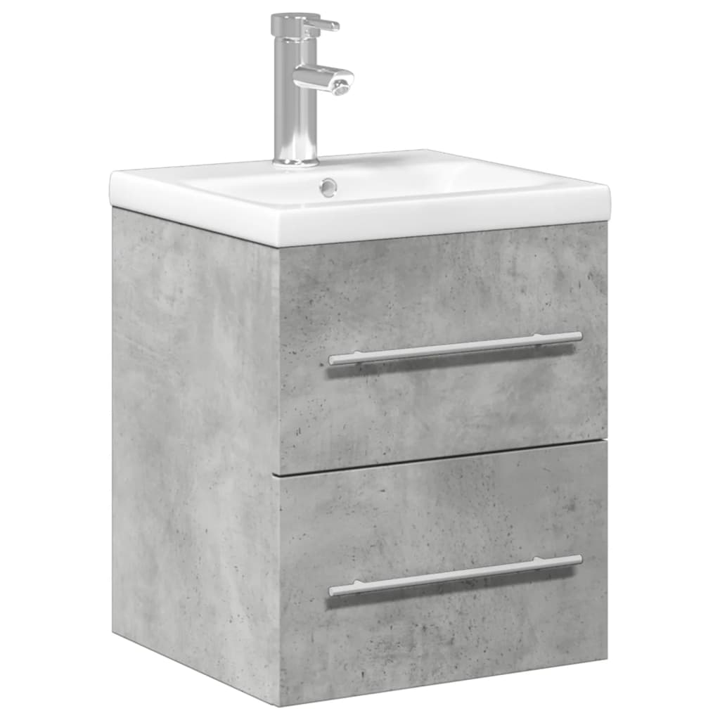 Bathroom Sink Cabinet with Built-in Basin Concrete Grey