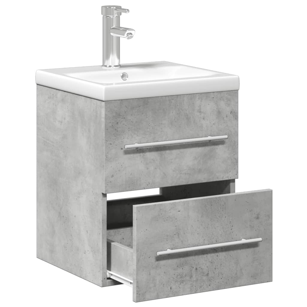 Bathroom Sink Cabinet with Built-in Basin Concrete Grey