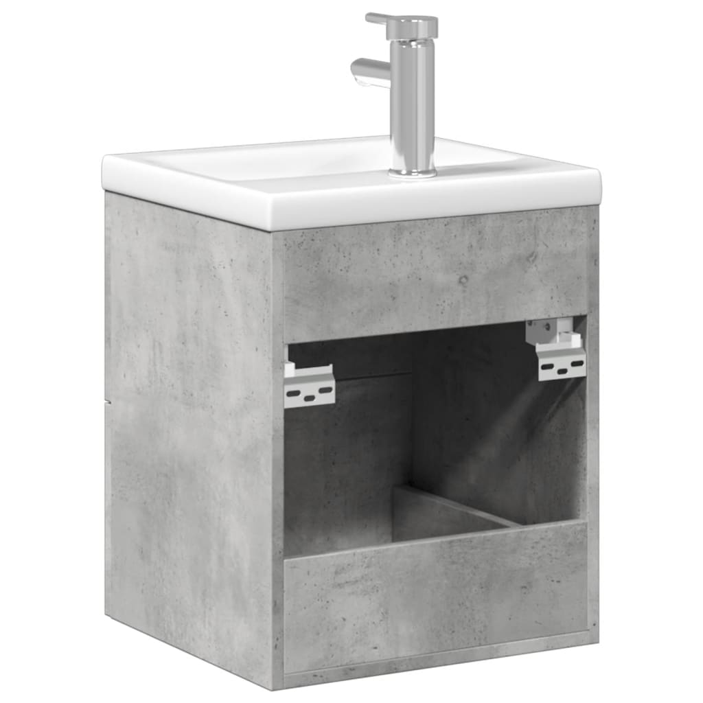 Bathroom Sink Cabinet with Built-in Basin Concrete Grey