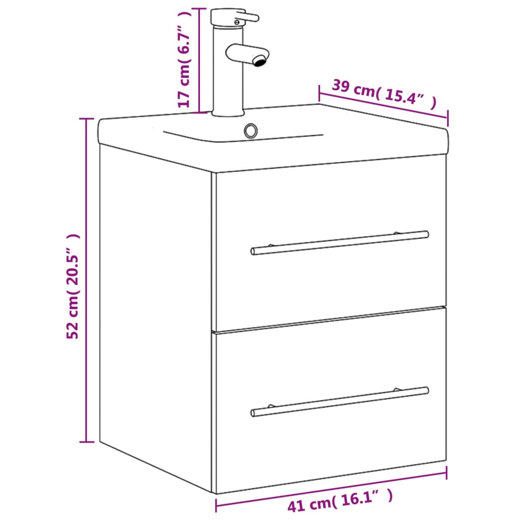 Bathroom Sink Cabinet with Built-in Basin Concrete Grey