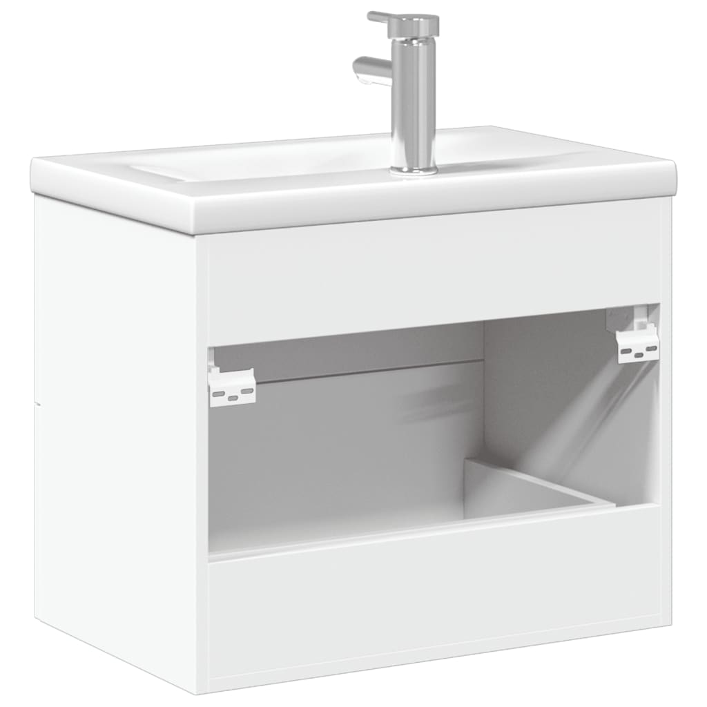 Bathroom Sink Cabinet with Built-in Basin White