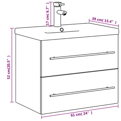 Bathroom Sink Cabinet with Built-in Basin White