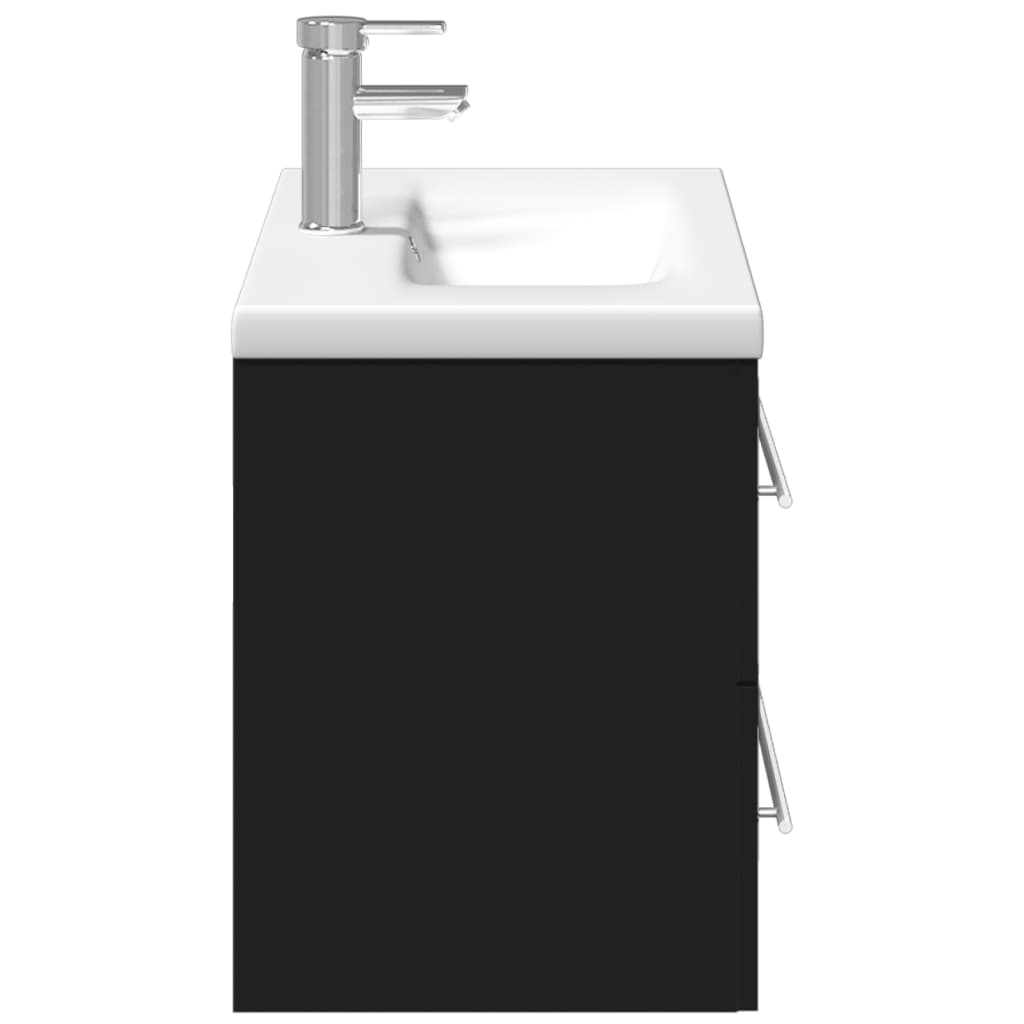 Bathroom Sink Cabinet with Built-in Basin Black