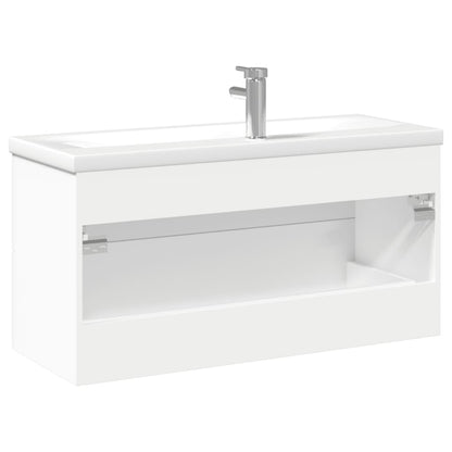 Bathroom Sink Cabinet with Built-in Basin White