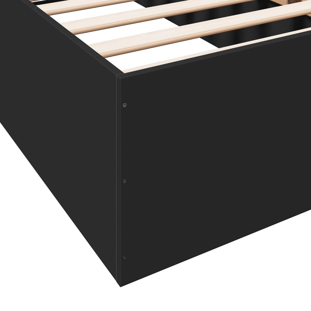 Bed Frame Black 75x190 cm Small Single Engineered Wood