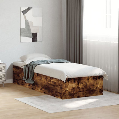 Bed Frame Smoked Oak 75x190 cm Small Single Engineered Wood