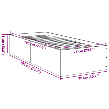 Bed Frame Smoked Oak 75x190 cm Small Single Engineered Wood