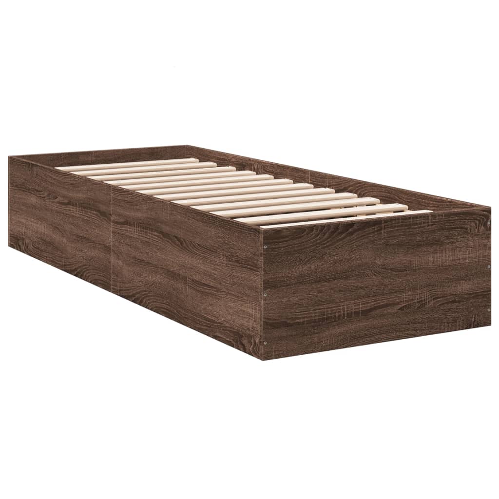 Bed Frame Brown Oak 75x190 cm Small Single Engineered Wood