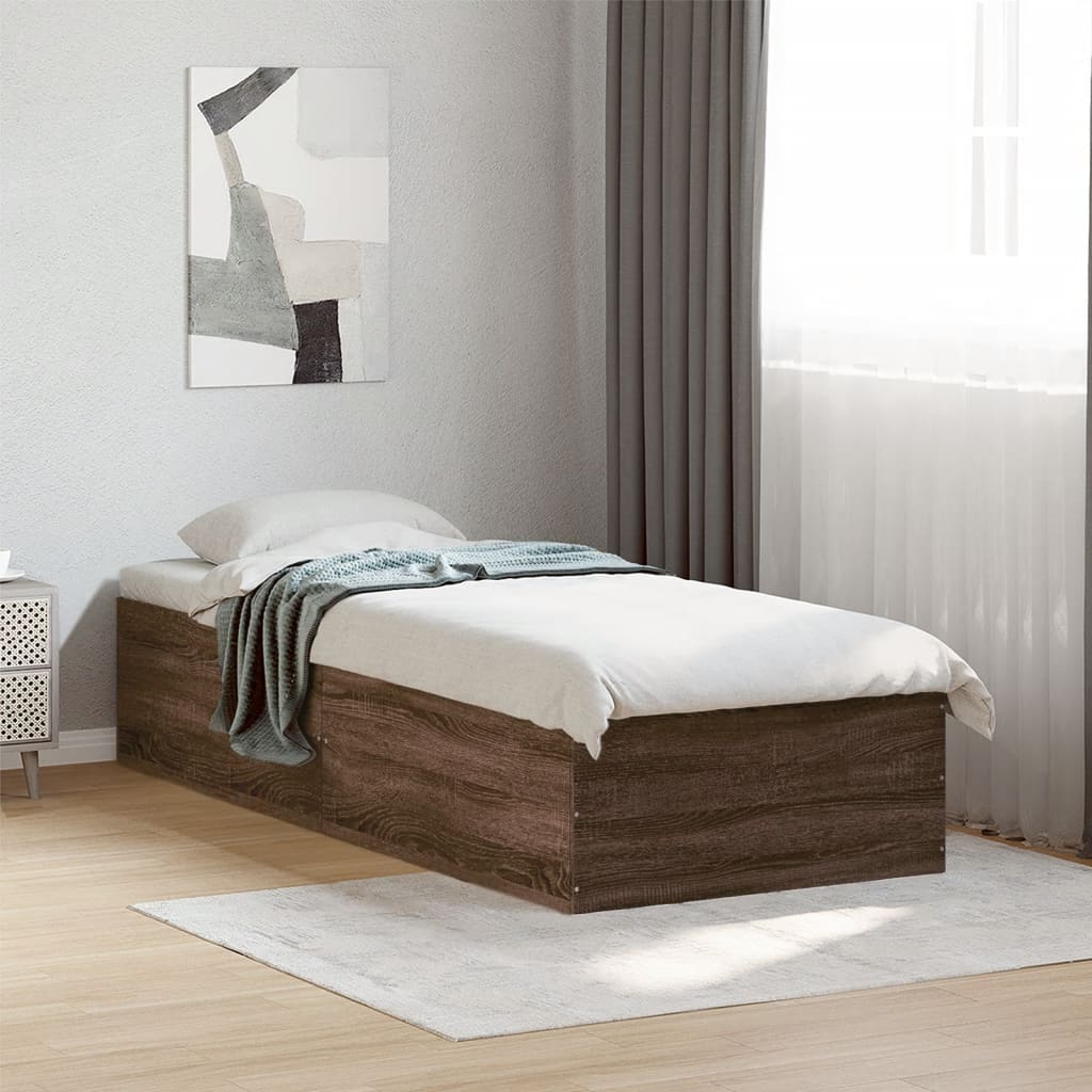 Bed Frame Brown Oak 75x190 cm Small Single Engineered Wood