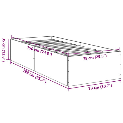 Bed Frame Brown Oak 75x190 cm Small Single Engineered Wood