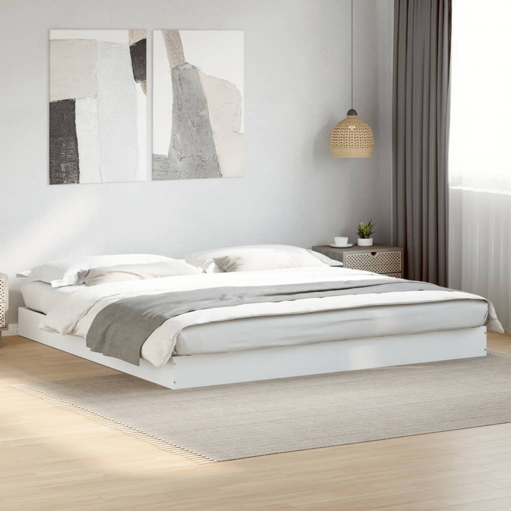 Bed Frame White 200x200 cm Engineered Wood