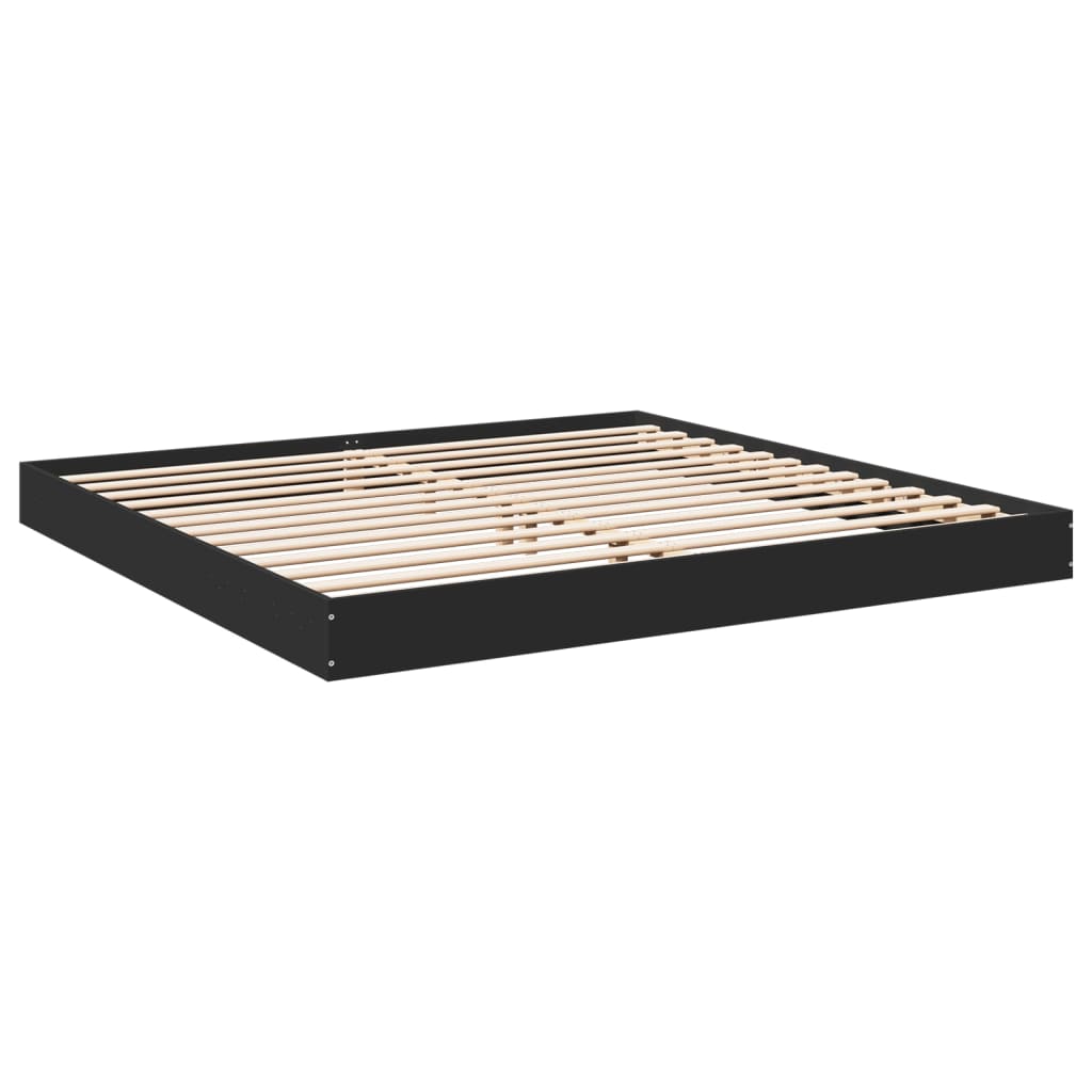 Bed Frame Black 200x200 cm Engineered Wood