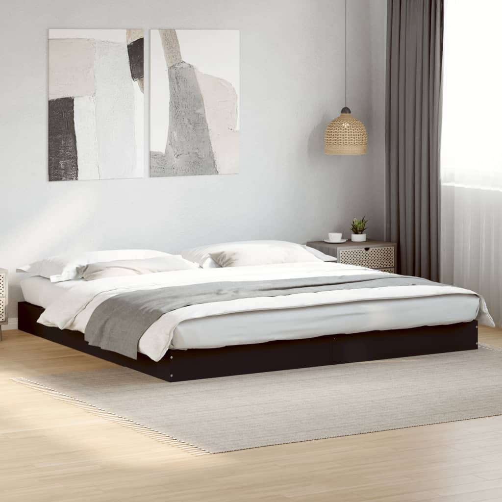 Bed Frame Black 200x200 cm Engineered Wood