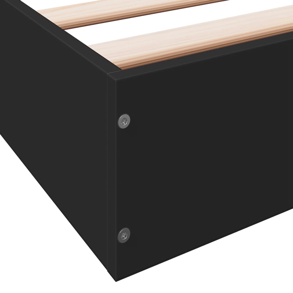 Bed Frame Black 200x200 cm Engineered Wood