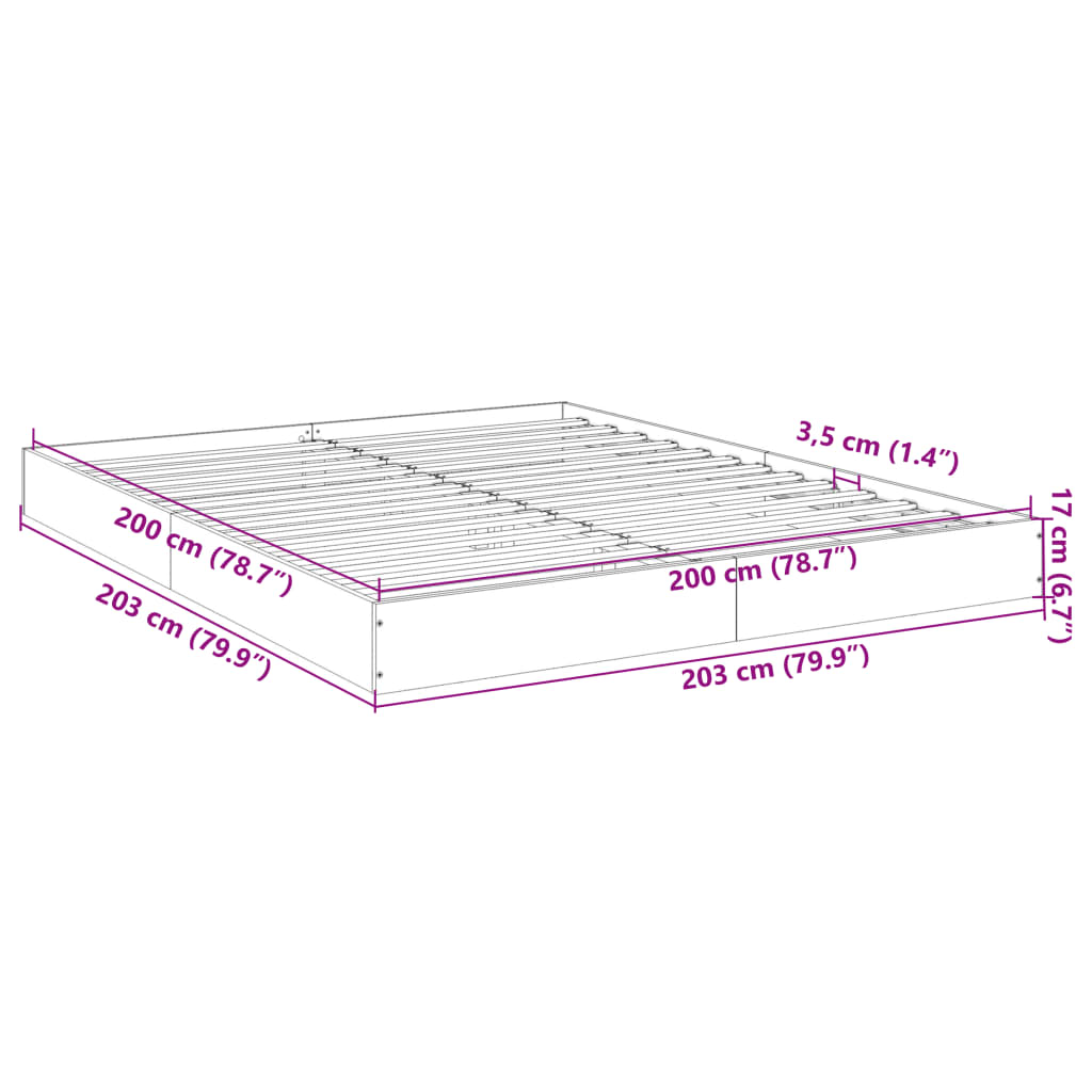 Bed Frame Black 200x200 cm Engineered Wood