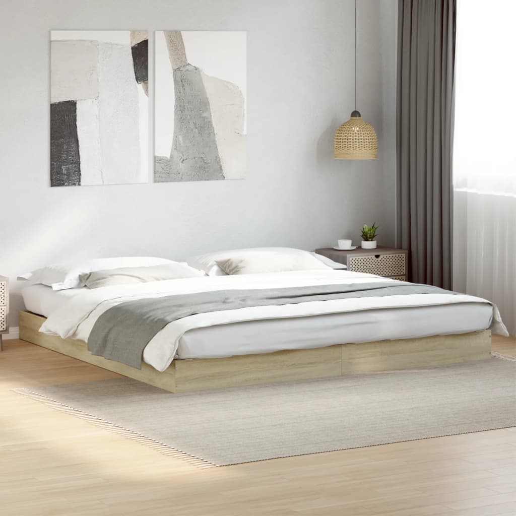 Bed Frame Sonoma Oak 200x200 cm Engineered Wood