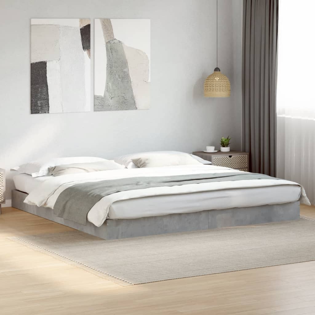 Bed Frame Concrete Grey 200x200 cm Engineered Wood