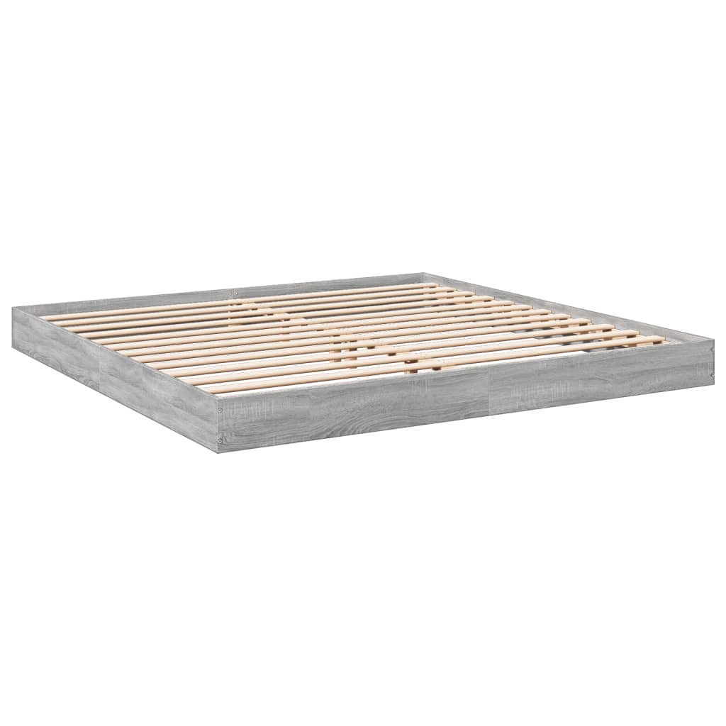 Bed Frame Grey Sonoma 200x200 cm Engineered Wood