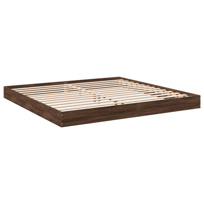 Bed Frame Brown Oak 200x200 cm Engineered Wood