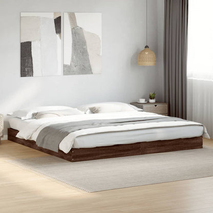 Bed Frame Brown Oak 200x200 cm Engineered Wood