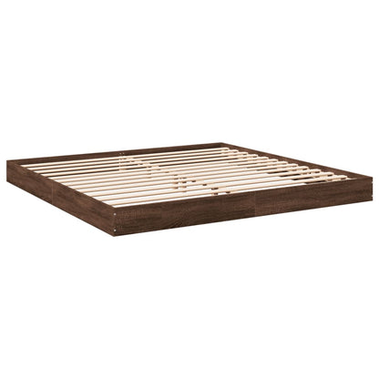 Bed Frame Brown Oak 200x200 cm Engineered Wood