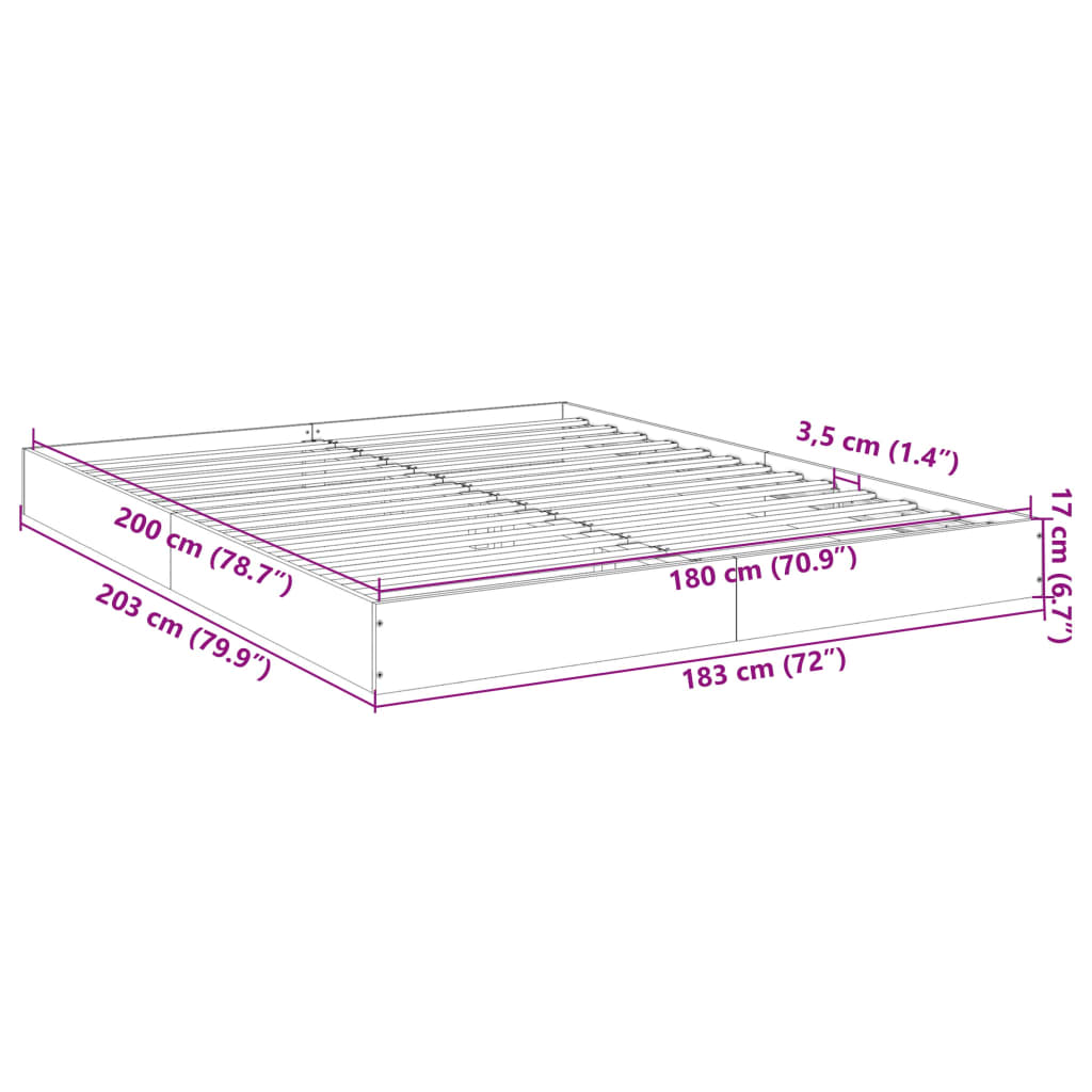 Bed Frame Sonoma Oak 180x200 cm Super King Engineered Wood