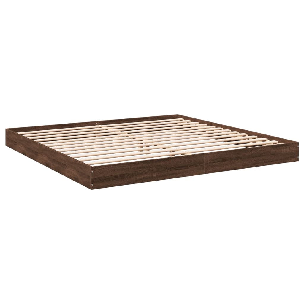 Bed Frame Brown Oak 180x200 cm Super King Engineered Wood