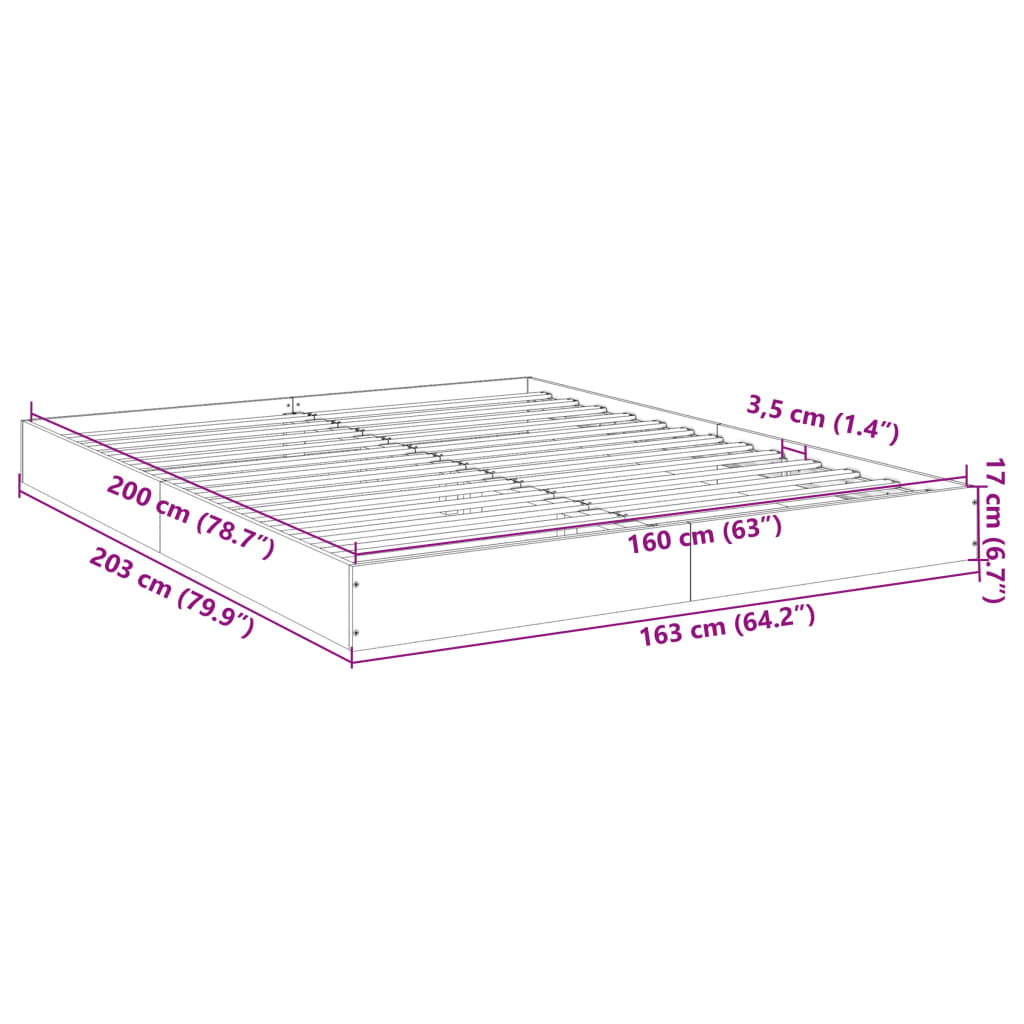 Bed Frame Concrete Grey 160x200 cm Engineered Wood