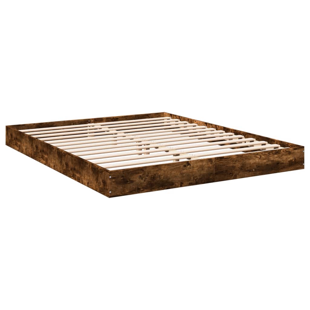 Bed Frame Smoked Oak 160x200 cm Engineered Wood