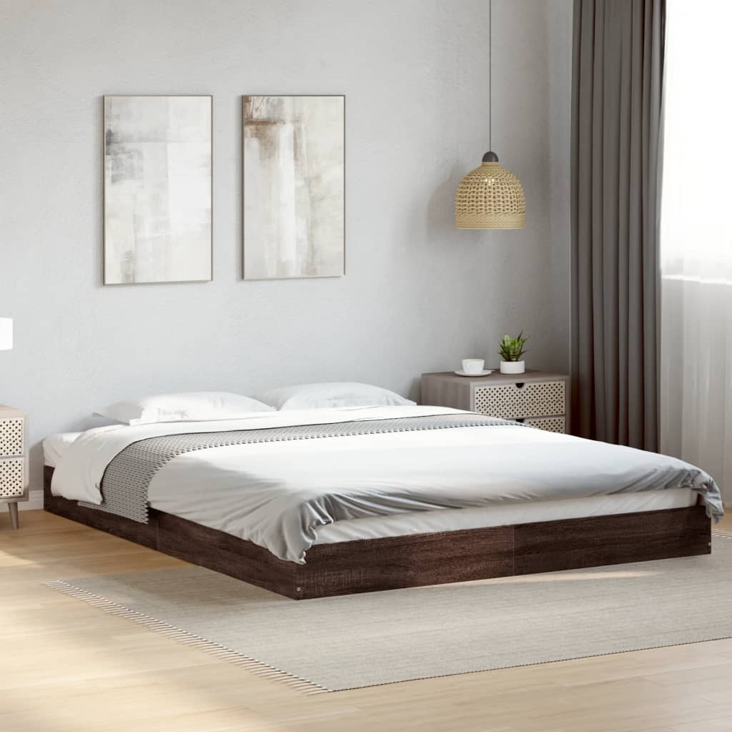 Bed Frame Brown Oak 160x200 cm Engineered Wood