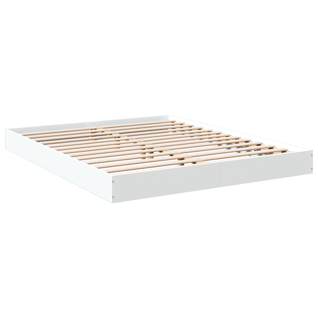 Bed Frame White 150x200 cm King Size Engineered Wood