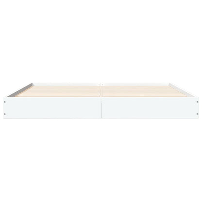 Bed Frame White 150x200 cm King Size Engineered Wood