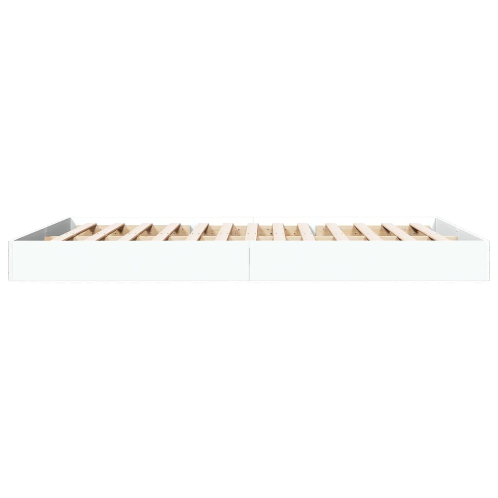 Bed Frame White 150x200 cm King Size Engineered Wood