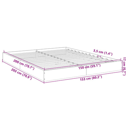 Bed Frame White 150x200 cm King Size Engineered Wood