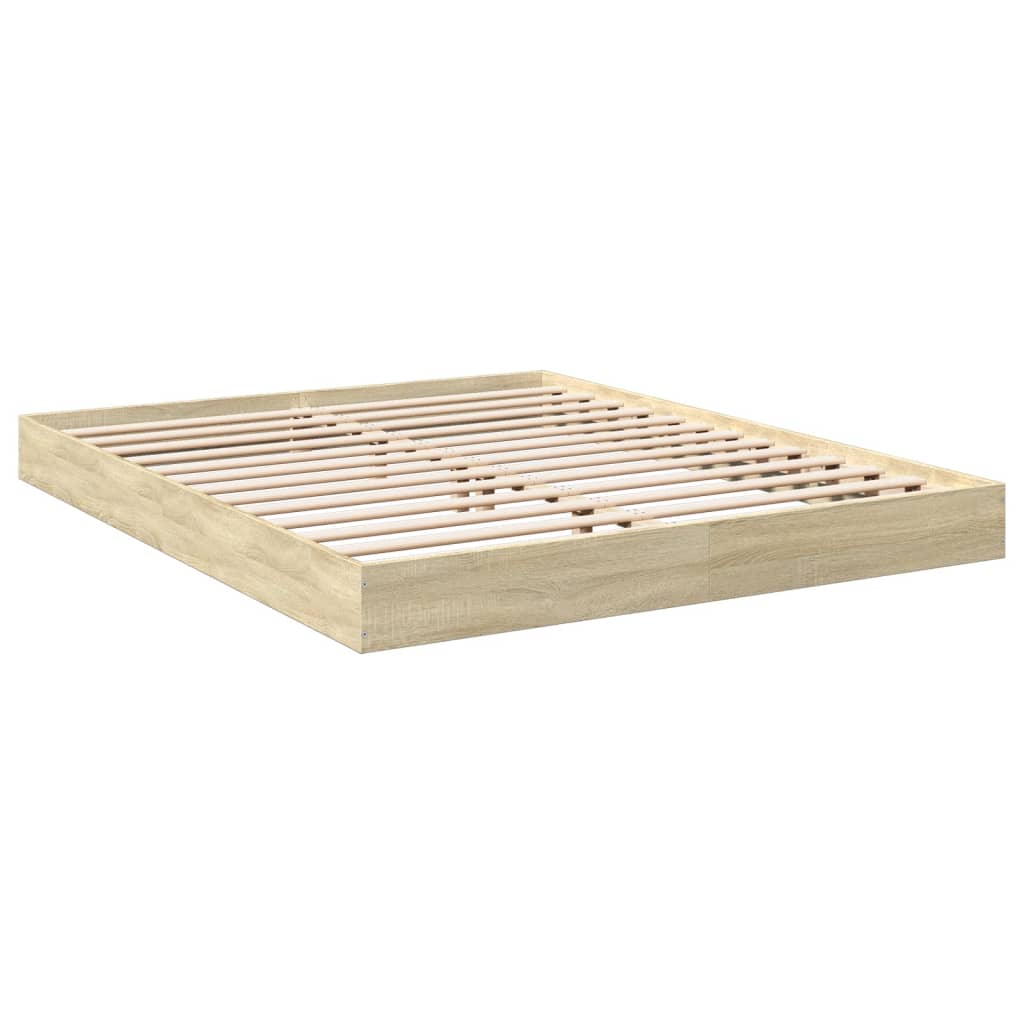 Bed Frame without Mattress Sonoma Oak 150x200 cm King Size Engineered Wood