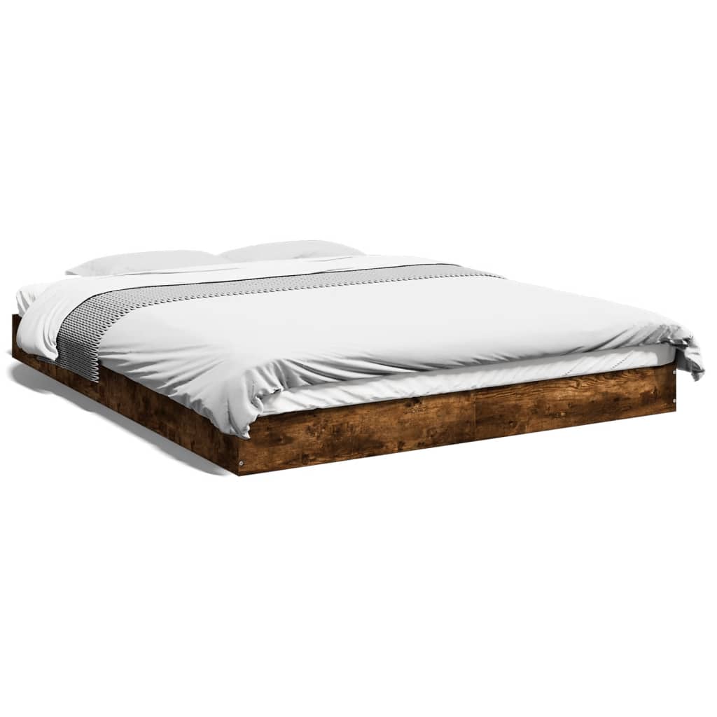 Bed Frame Smoked Oak 150x200 cm King Size Engineered Wood