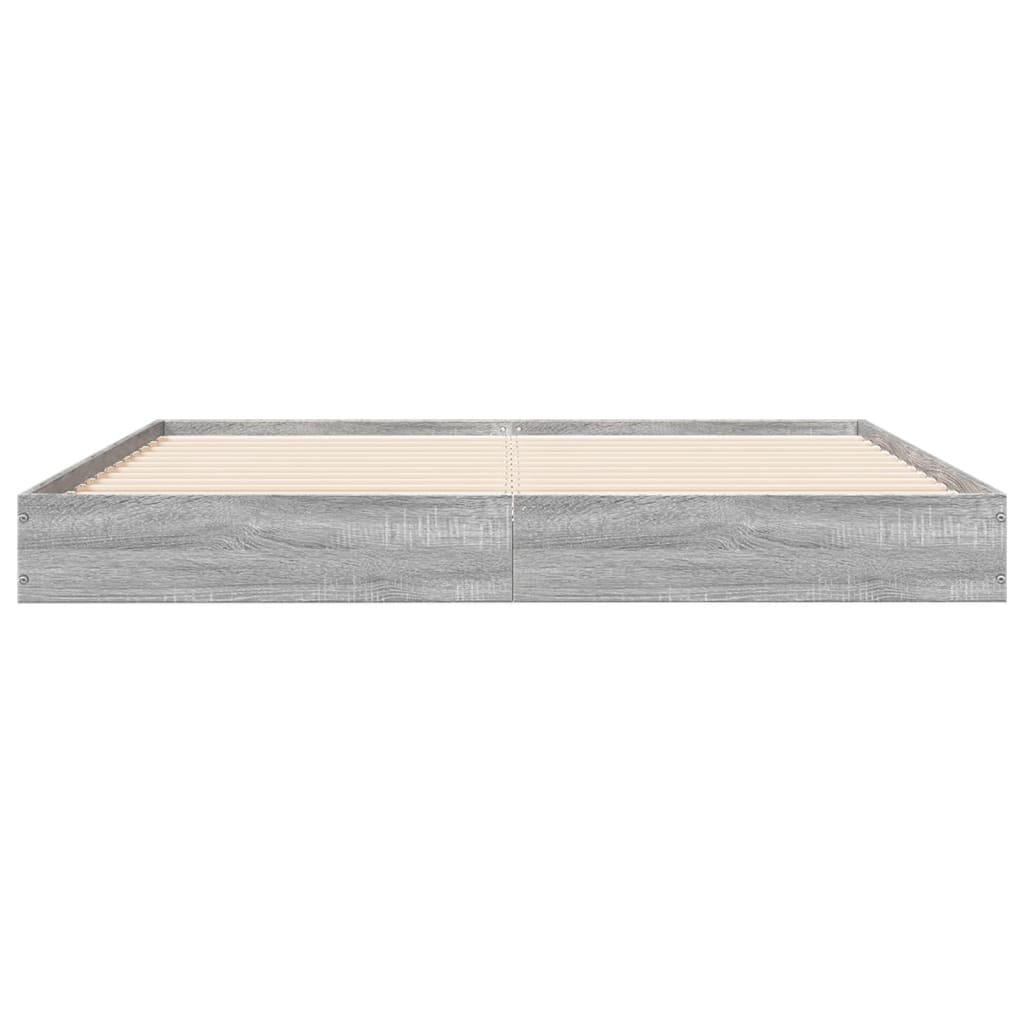 Bed Frame Grey Sonoma 150x200 cm King Size Engineered Wood