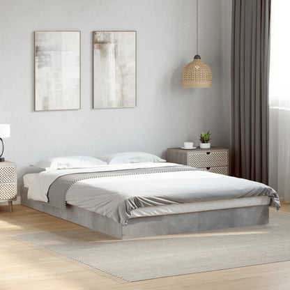 Bed Frame Concrete Grey 140x200 cm Engineered Wood