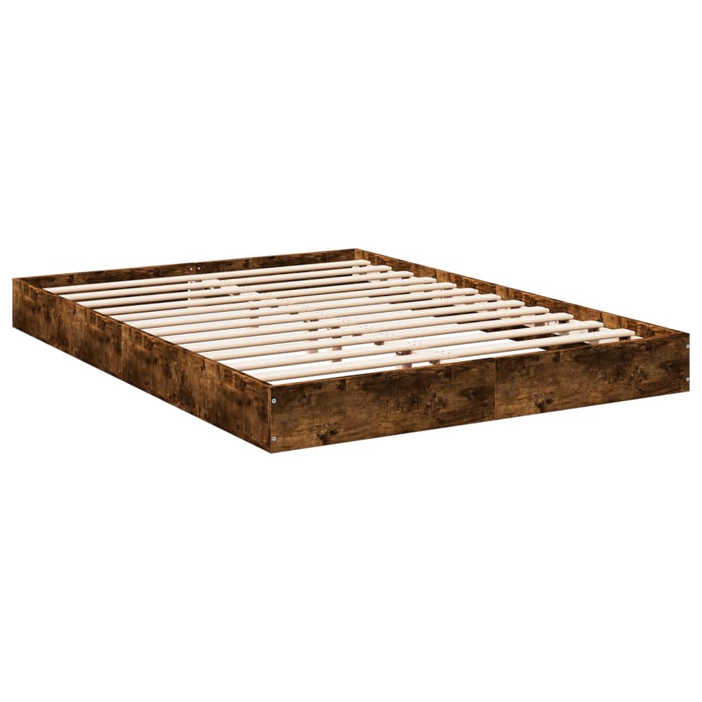 Bed Frame Smoked Oak 140x200 cm Engineered Wood