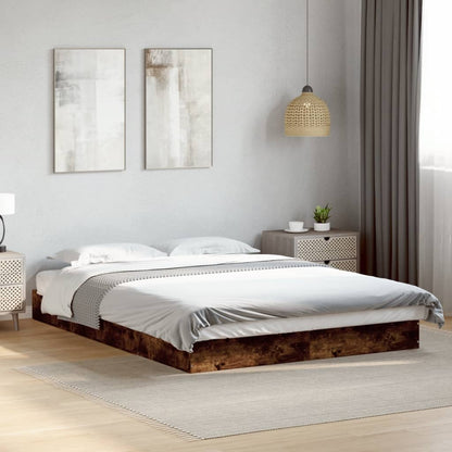 Bed Frame Smoked Oak 140x200 cm Engineered Wood